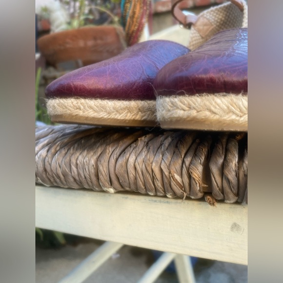 may pol strappy leather espadrilles burgundy toe sz 7 - Picture 4 of 11